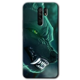 Xiaomi Redmi 9 Yeşil Kurt Baskılı Uyumlu Silikon Kılıf