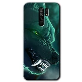 Xiaomi Redmi 9 Yeşil Kurt Baskılı Uyumlu Silikon Kılıf