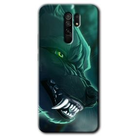 Xiaomi Redmi 9 Yeşil Kurt Baskılı Uyumlu Silikon Kılıf