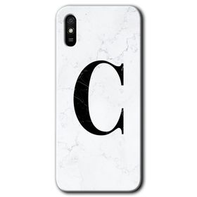 Xiaomi Redmi 9A Beyaz Mermer Desenli Ç Harfi Baskılı Uyumlu Silikon Kılıf