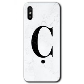 Xiaomi Redmi 9A Beyaz Mermer Desenli Ç Harfi Baskılı Uyumlu Silikon Kılıf