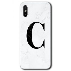 Xiaomi Redmi 9A Beyaz Mermer Desenli Ç Harfi Baskılı Uyumlu Silikon Kılıf