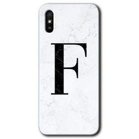 Xiaomi Redmi 9A Beyaz Mermer Desenli F Harfi Baskılı Uyumlu Silikon Kılıf