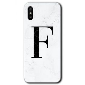 Xiaomi Redmi 9A Beyaz Mermer Desenli F Harfi Baskılı Uyumlu Silikon Kılıf