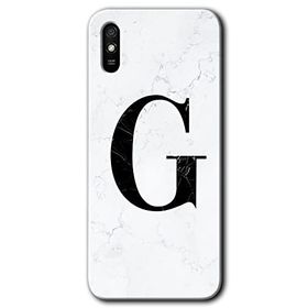 Xiaomi Redmi 9A Beyaz Mermer Desenli G Harfi Baskılı Uyumlu Silikon Kılıf