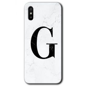 Xiaomi Redmi 9A Beyaz Mermer Desenli G Harfi Baskılı Uyumlu Silikon Kılıf