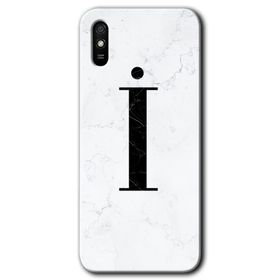 Xiaomi Redmi 9A Beyaz Mermer Desenli İ Harfi Baskılı Uyumlu Silikon Kılıf