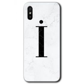 Xiaomi Redmi 9A Beyaz Mermer Desenli İ Harfi Baskılı Uyumlu Silikon Kılıf