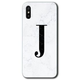 Xiaomi Redmi 9A Beyaz Mermer Desenli J Harfi Baskılı Uyumlu Silikon Kılıf