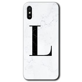 Xiaomi Redmi 9A Beyaz Mermer Desenli L Harfi Baskılı Uyumlu Silikon Kılıf