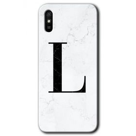 Xiaomi Redmi 9A Beyaz Mermer Desenli L Harfi Baskılı Uyumlu Silikon Kılıf
