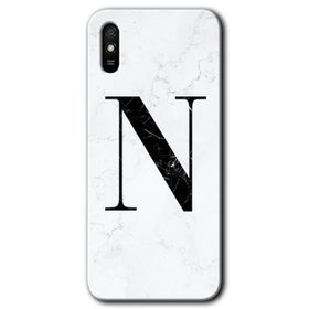 Xiaomi Redmi 9A Beyaz Mermer Desenli M Harfi Baskılı Uyumlu Silikon Kılıf