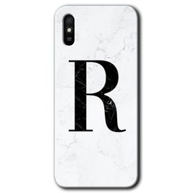 Xiaomi Redmi 9A Beyaz Mermer Desenli M Harfi Baskılı Uyumlu Silikon Kılıf