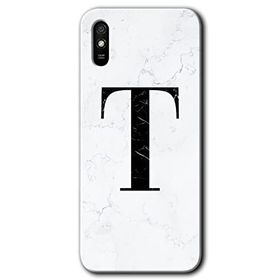 Xiaomi Redmi 9A Beyaz Mermer Desenli T Harfi Baskılı Uyumlu Silikon Kılıf