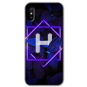 Xiaomi Redmi 9A Dark Neon Yaprak H Harfi Baskılı Uyumlu Silikon Kılıf