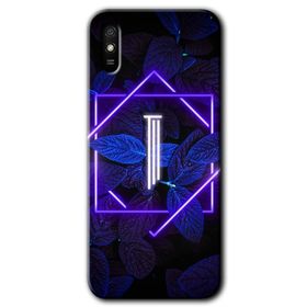 Xiaomi Redmi 9A Dark Neon Yaprak İ Harfi Baskılı Uyumlu Silikon Kılıf