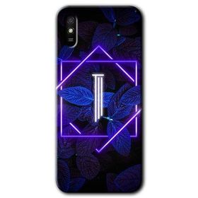 Xiaomi Redmi 9A Dark Neon Yaprak İ Harfi Baskılı Uyumlu Silikon Kılıf