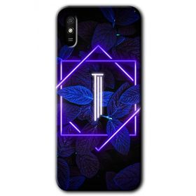 Xiaomi Redmi 9A Dark Neon Yaprak İ Harfi Baskılı Uyumlu Silikon Kılıf