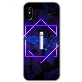 Xiaomi Redmi 9A Dark Neon Yaprak İ Harfi Baskılı Uyumlu Silikon Kılıf