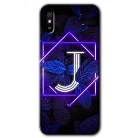 Xiaomi Redmi 9A Dark Neon Yaprak J Harfi Baskılı Uyumlu Silikon Kılıf