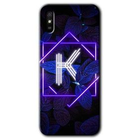 Xiaomi Redmi 9A Dark Neon Yaprak K Harfi Baskılı Uyumlu Silikon Kılıf