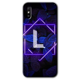Xiaomi Redmi 9A Dark Neon Yaprak L Harfi Baskılı Uyumlu Silikon Kılıf
