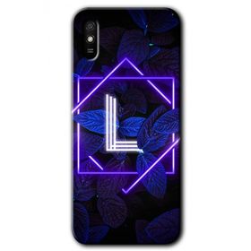 Xiaomi Redmi 9A Dark Neon Yaprak L Harfi Baskılı Uyumlu Silikon Kılıf