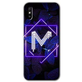 Xiaomi Redmi 9A Dark Neon Yaprak M Harfi Baskılı Uyumlu Silikon Kılıf