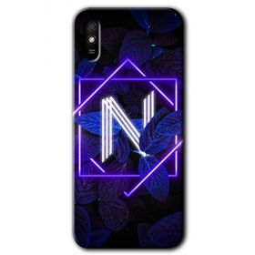 Xiaomi Redmi 9A Dark Neon Yaprak N Harfi Baskılı Uyumlu Silikon Kılıf