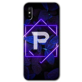 Xiaomi Redmi 9A Dark Neon Yaprak P Harfi Baskılı Uyumlu Silikon Kılıf