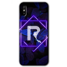 Xiaomi Redmi 9A Dark Neon Yaprak R Harfi Baskılı Uyumlu Silikon Kılıf