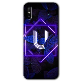 Xiaomi Redmi 9A Dark Neon Yaprak Ü Harfi Baskılı Uyumlu Silikon Kılıf