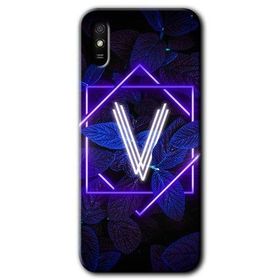 Xiaomi Redmi 9A Dark Neon Yaprak V Harfi Baskılı Uyumlu Silikon Kılıf