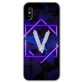 Xiaomi Redmi 9A Dark Neon Yaprak V Harfi Baskılı Uyumlu Silikon Kılıf