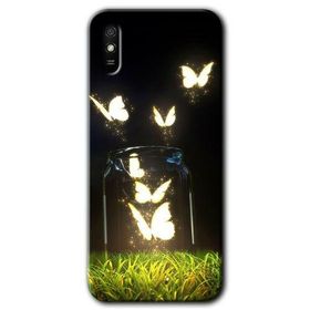 Xiaomi Redmi 9A Işıklı Kelebekler Baskılı Uyumlu Silikon Kılıf