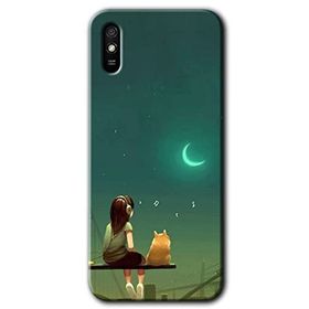 Xiaomi Redmi 9A Kedili Kız Baskılı Uyumlu Silikon Kılıf