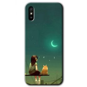 Xiaomi Redmi 9A Kedili Kız Baskılı Uyumlu Silikon Kılıf