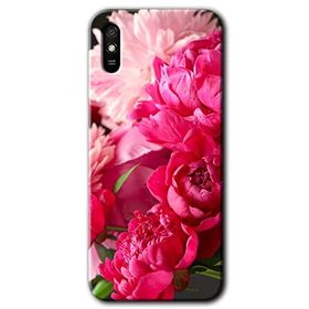 Xiaomi Redmi 9A Kırmızı Beyaz Gül Baskılı Uyumlu Silikon Kılıf