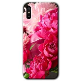 Xiaomi Redmi 9A Kırmızı Beyaz Gül Baskılı Uyumlu Silikon Kılıf