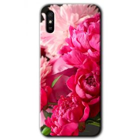 Xiaomi Redmi 9A Kırmızı Beyaz Gül Baskılı Uyumlu Silikon Kılıf