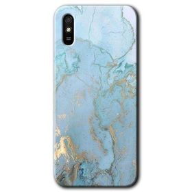 Xiaomi Redmi 9A Mavi Gold Mermer Baskılı Uyumlu Silikon Kılıf