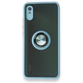 Xiaomi Redmi 9A Montreal Yüzüklü Silikon Kapak Buz Mavi Kılıf
