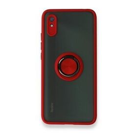 Xiaomi Redmi 9A Montreal Yüzüklü Silikon Kapak Kırmızı Kılıf