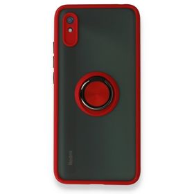 Xiaomi Redmi 9A Montreal Yüzüklü Silikon Kapak Kırmızı Kılıf