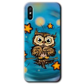 Xiaomi Redmi 9A Owl Bird Stars Baskılı Uyumlu Silikon Kılıf