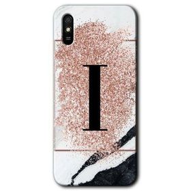 Xiaomi Redmi 9A Pembe Mermer Desenli I Harfi Baskılı Uyumlu Silikon Kılıf
