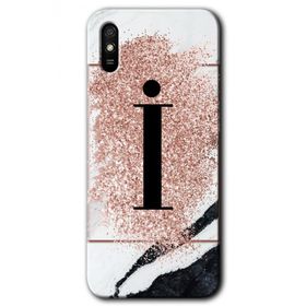 Xiaomi Redmi 9A Pembe Mermer Desenli I Harfi Baskılı Uyumlu Silikon Kılıf