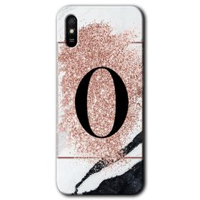 Xiaomi Redmi 9A Pembe Mermer Desenli K Harfi Baskılı Uyumlu Silikon Kılıf