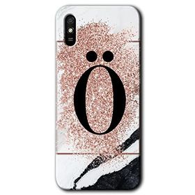Xiaomi Redmi 9A Pembe Mermer Desenli Ö Harfi Baskılı Uyumlu Silikon Kılıf