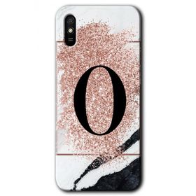 Xiaomi Redmi 9A Pembe Mermer Desenli Ö Harfi Baskılı Uyumlu Silikon Kılıf